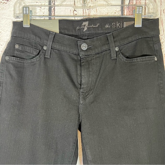🎉HP🎉 NEW NWT 7 for all Mankind Black The Skinny USA Made Denim Jeans Size 27 - Picture 3 of 12